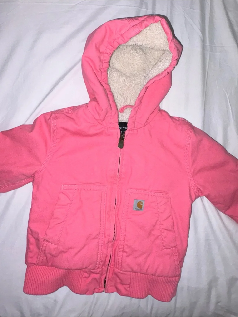 Toddler Carhartt Pink Hooded Sherpa-Lined Jacket